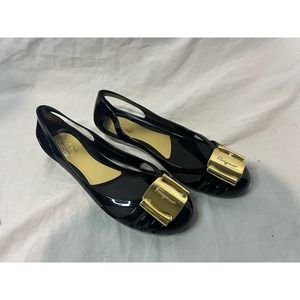 Salvatore Ferragamo Black/Gold Flats